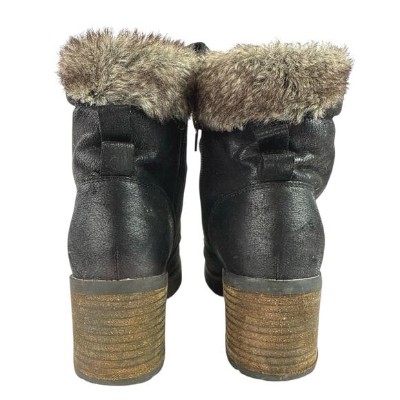 Steve Madden Women's Black Sherpa Faux Fur Lace-up Block Heel Winter Boots Sz 6 - Picture 3 of 7